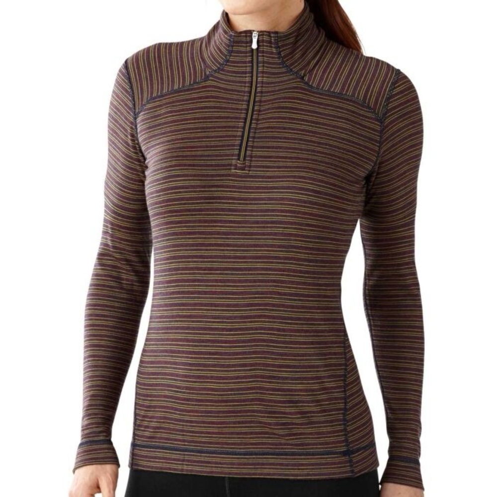 Smartwool Women's Multicolor Striped Long Sleeve Quarter Zip Layering Top